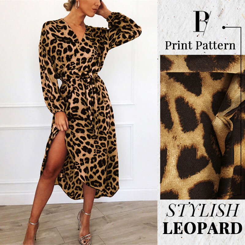 V-Neck Leopard Print Dress-Buy 2 Automatic 10% Off & Free Shipping